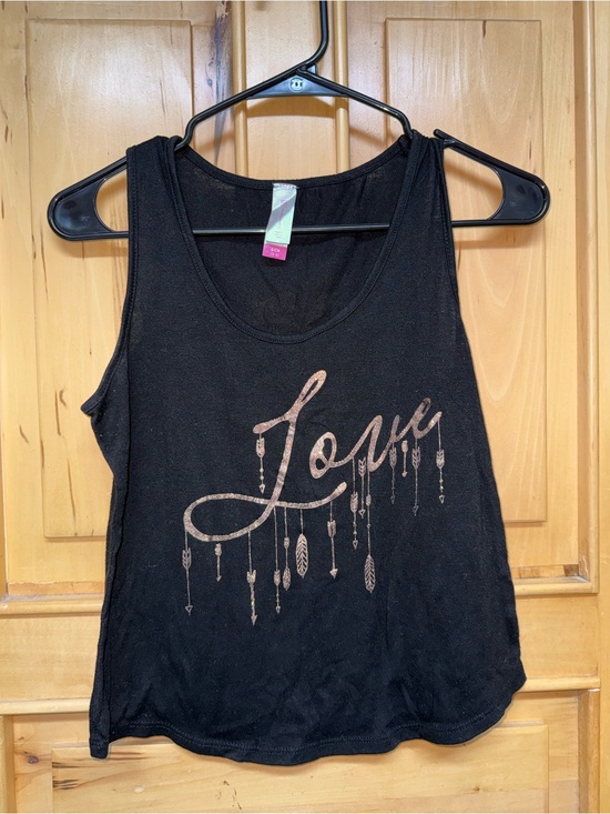 No Boundaries Tops - No Boundaries Black Tank Top with Metallic Rose-Gold "Love" Script